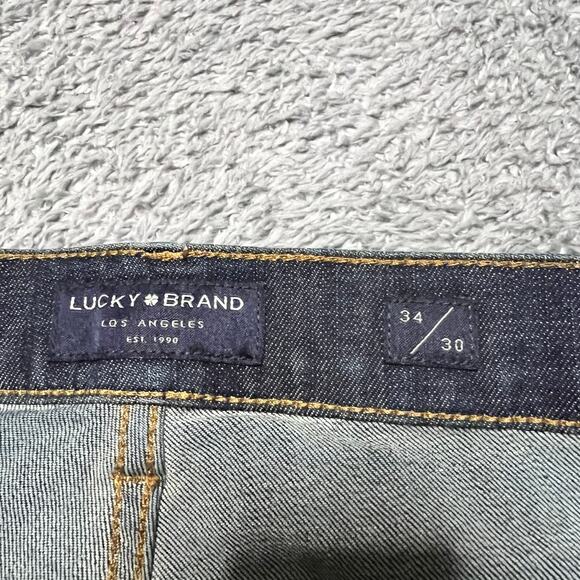 Lucky Jeans Mens 34 x30 Straight 221 Dark Wash Stretch Blue Denim Pants - Picture 5 of 12